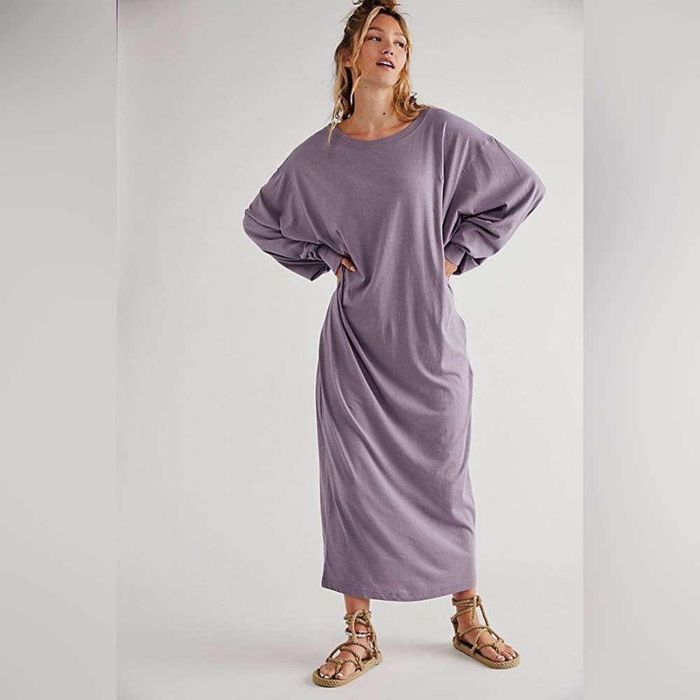 NWT FREE PEOPLE BEACH Lifestyle Maxi Dress | Purple MSRP $70 Size XS Oversized